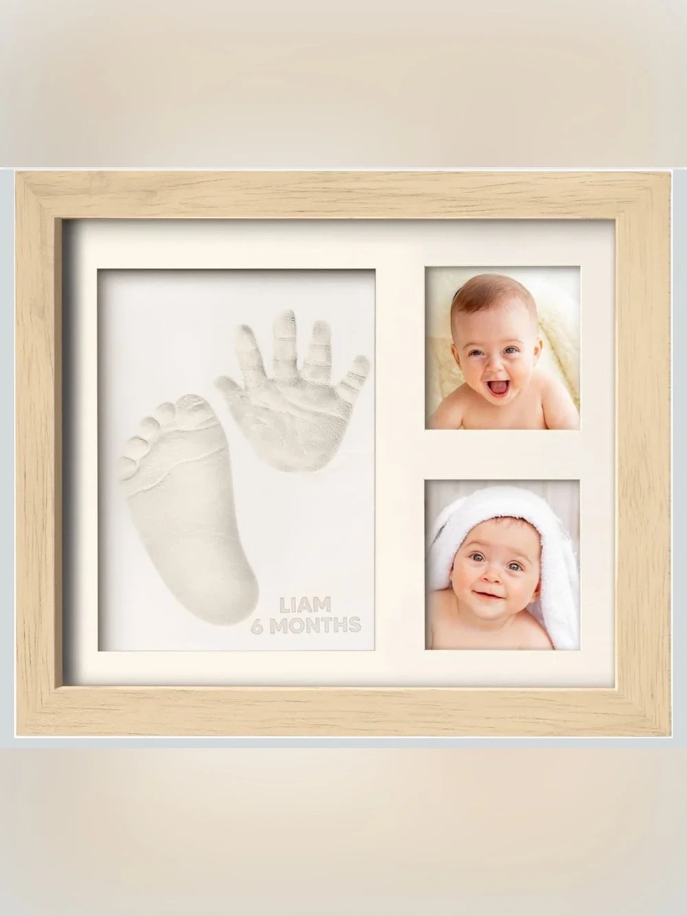 KeaBabies SOLO Baby Handprint & Footprint Keepsake Frame in Ash Wood 11”x8.8”